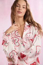 Satin Valentines Pajama Short Sets