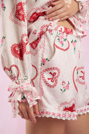 Satin Valentines Pajama Short Sets