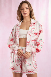 Satin Valentines Pajama Short Sets