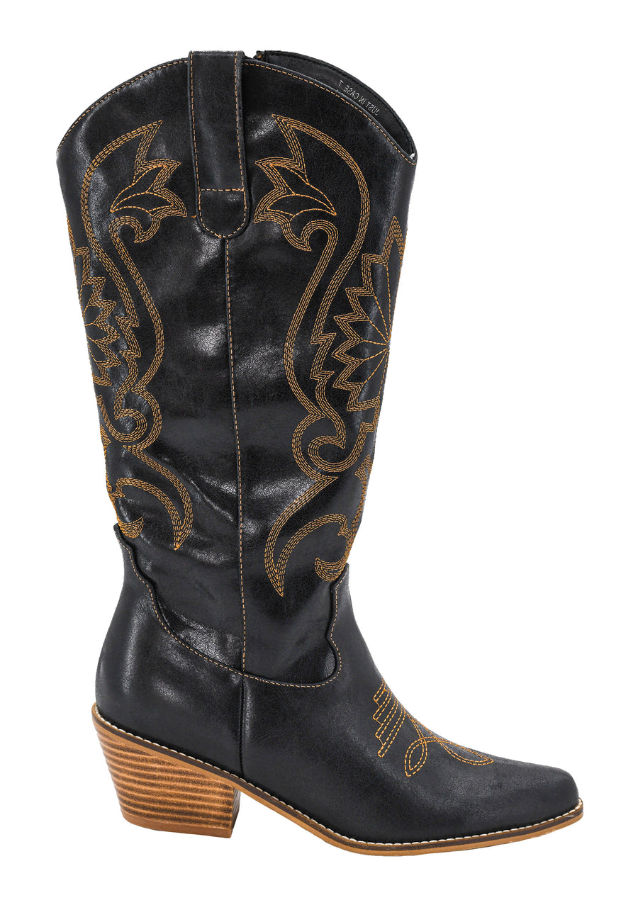 Hey Girl by Corkys Just in Case Black Tall Western Style Boot