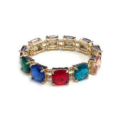 Meghan Browne Kaster Dark Multi Gemstone Stretch Bracelet