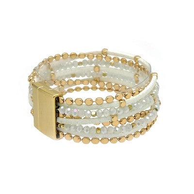 Meghan Browne Lenny Gold White Magnetic Wrap Bracelet