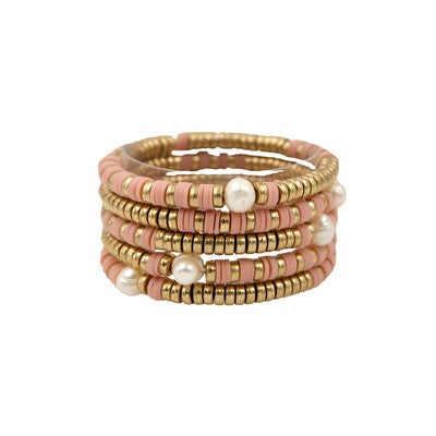 Meghan Browne Lynn Pink Beaded Bracelet Set of 5