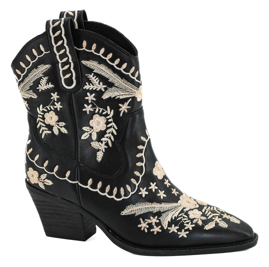 Let's Go Girls Embroidered High Ankle Western Bootie