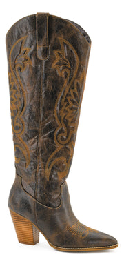 Hey Girl by Corkys "Long Live Cowgirls" Espresso Crinkle Tall Western Style Boot