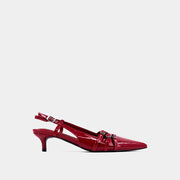NADJA - Red Patent - Pointed Toe Kitten Heel Slingback Shoe