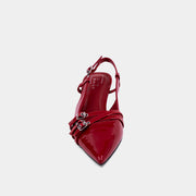 NADJA - Red Patent - Pointed Toe Kitten Heel Slingback Shoe