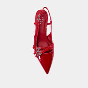 NADJA - Red Patent - Pointed Toe Kitten Heel Slingback Shoe