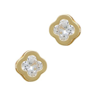 Meghan Browne Niki Clear Clover Stud Earrings