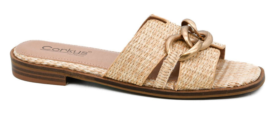 Hey Girl by Corkys Off the Chain Raffia Slide Sandal