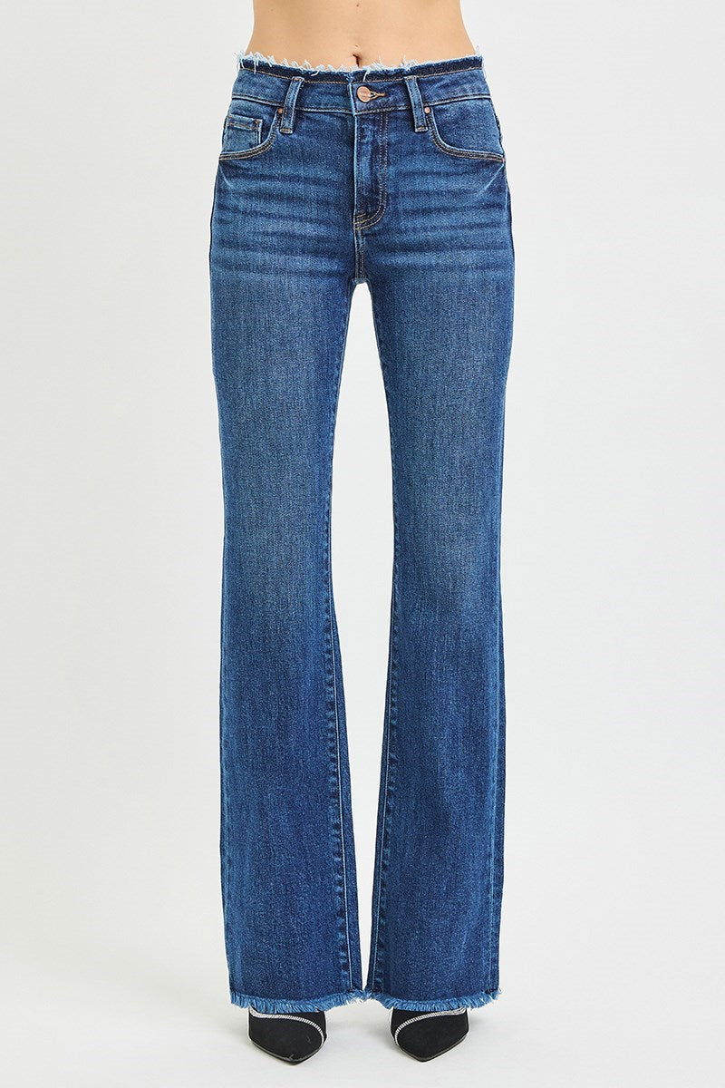 Destruction Mid Rise Bootcut Denim Jeans