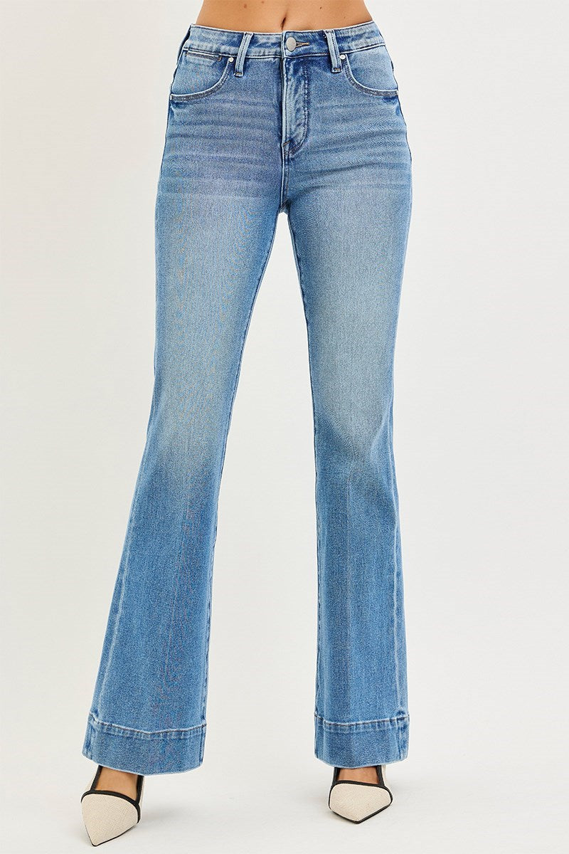 Full Leaded Mid Rise Tummy Control 4-Way Stretch Flare Jeans