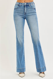 Full Leaded Mid Rise Tummy Control 4-Way Stretch Flare Jeans