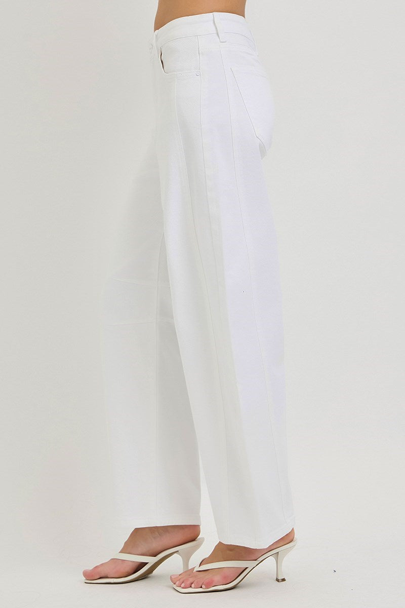 White Out Tummy Control High Rise Slouchy Ankle Barrel Pants
