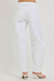 White Out Tummy Control High Rise Slouchy Ankle Barrel Pants