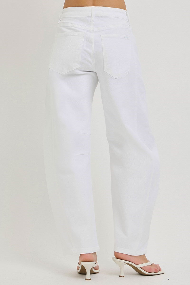 White Out Tummy Control High Rise Slouchy Ankle Barrel Pants