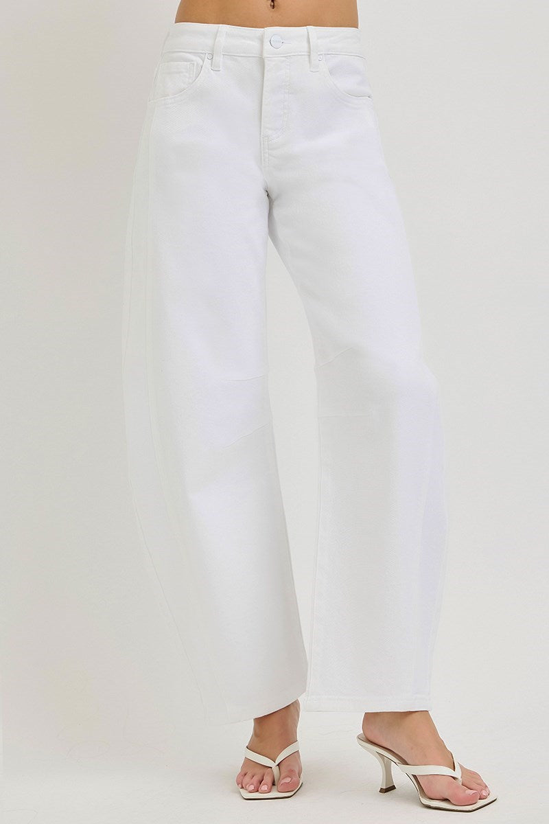 White Out Tummy Control High Rise Slouchy Ankle Barrel Pants