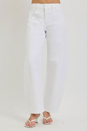 White Out Tummy Control High Rise Slouchy Ankle Barrel Pants