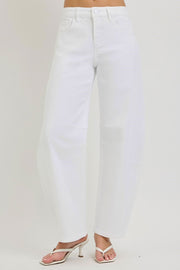 White Out Tummy Control High Rise Slouchy Ankle Barrel Pants