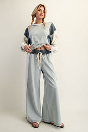 Jensen Color-Block Drawstring Wide Leg Lounge Pants