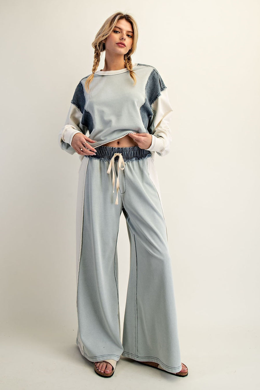 Jensen Color-Block Drawstring Wide Leg Lounge Pants