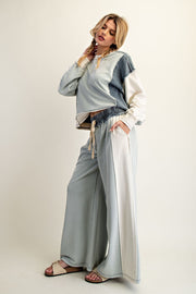 Jensen Color-Block Drawstring Wide Leg Lounge Pants