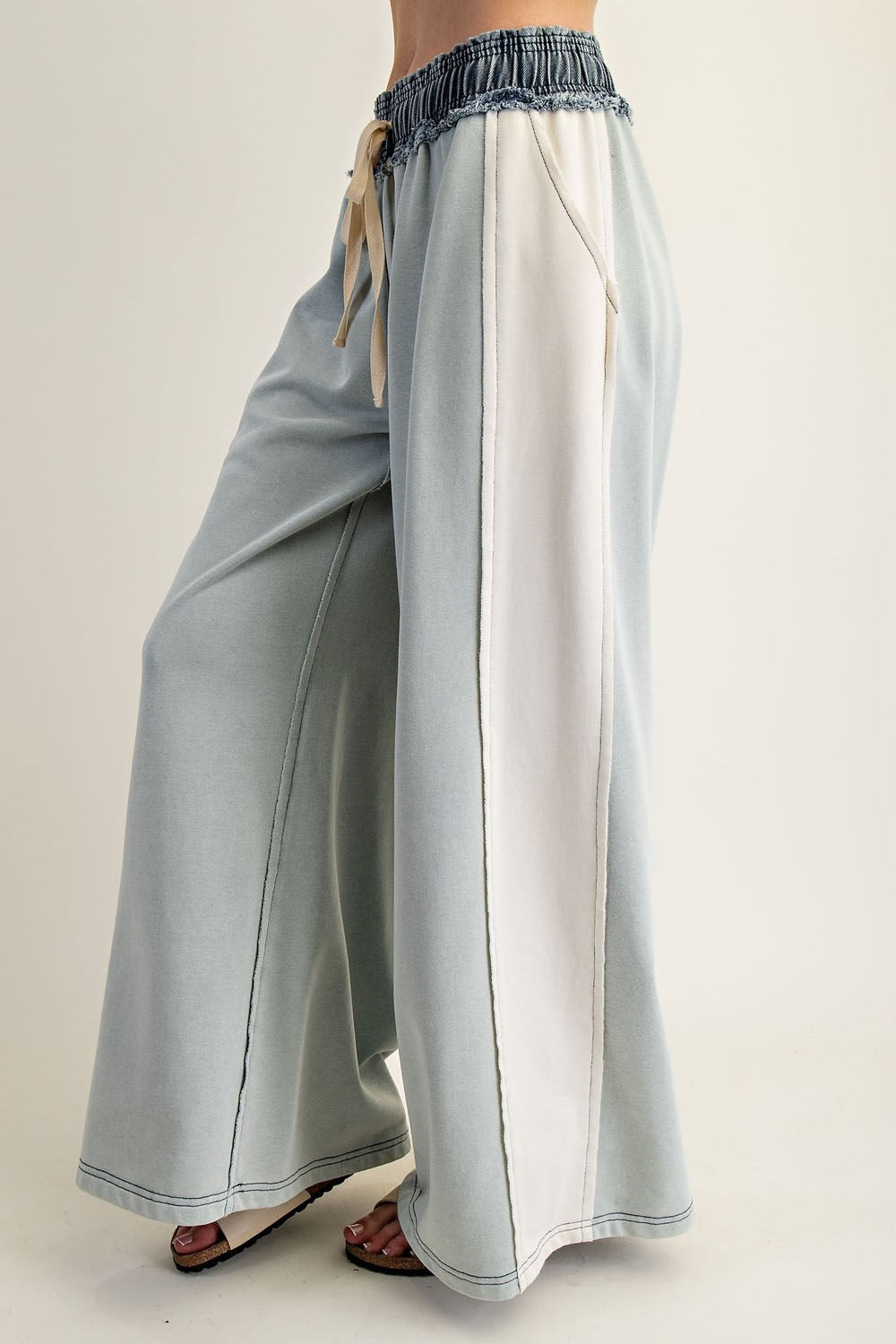 Jensen Color-Block Drawstring Wide Leg Lounge Pants