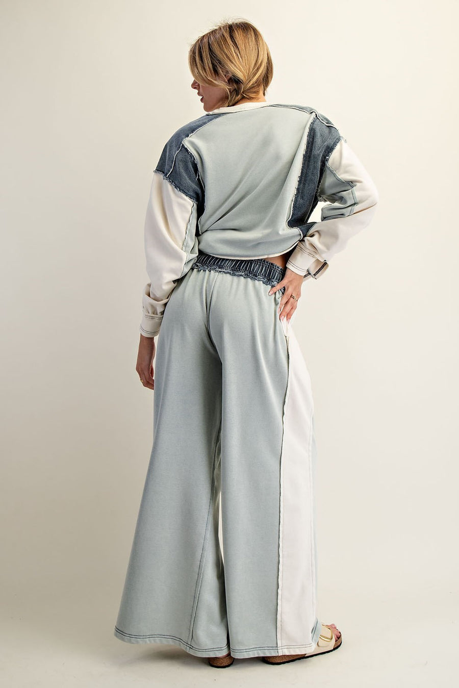 Jensen Color-Block Drawstring Wide Leg Lounge Pants