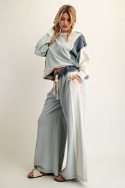 Jensen Color-Block Drawstring Wide Leg Lounge Pants