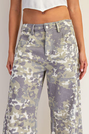 Commander High Rise Soft Washed Barrel Camo Pants