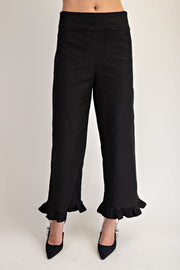 Kellie Straight Leg Ruffled Hem Pants