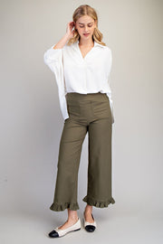 Kellie Straight Leg Ruffled Hem Pants