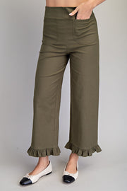 Kellie Straight Leg Ruffled Hem Pants