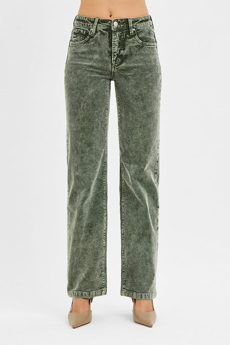 Tribe TC Mid-Rise Mineral Washed Straight Corduroy Pants