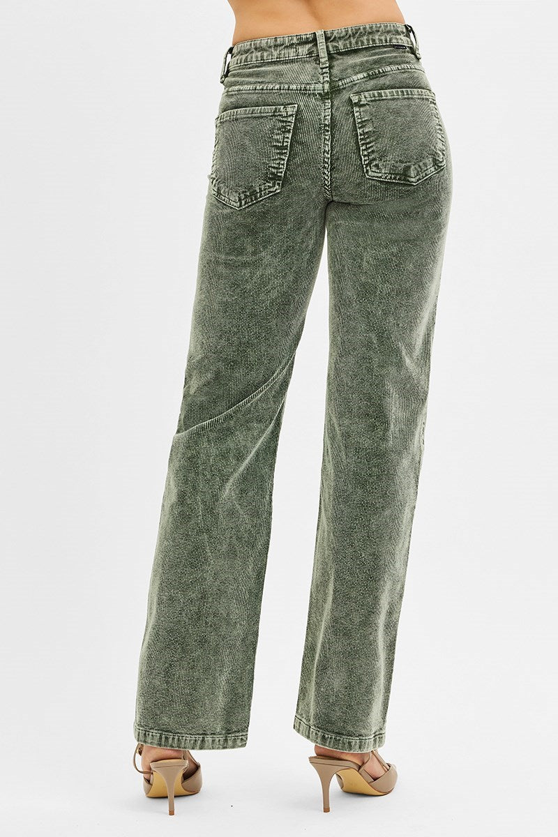 Tribe TC Mid-Rise Mineral Washed Straight Corduroy Pants