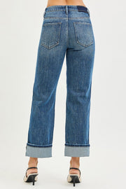 Obsession High Rise Slouchy Straight Cuffed Hem Jeans