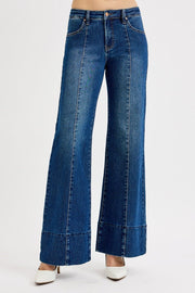 Bronco Tummy Control Mid Rise Front Seam Wide Jeans