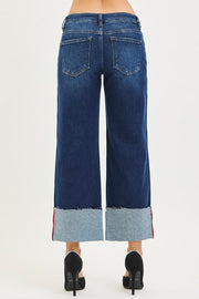 Patriot Tummy Control Mid Rise Ankle Crop Wide Cuffed Jeans