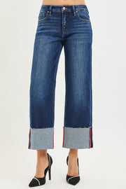 Patriot Tummy Control Mid Rise Ankle Crop Wide Cuffed Jeans