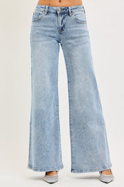 Glitzy Low Rise Silver Lurex Wide Leg Jeans