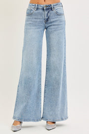 Glitzy Low Rise Silver Lurex Wide Leg Jeans
