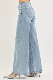 Glitzy Low Rise Silver Lurex Wide Leg Jeans
