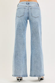 Glitzy Low Rise Silver Lurex Wide Leg Jeans