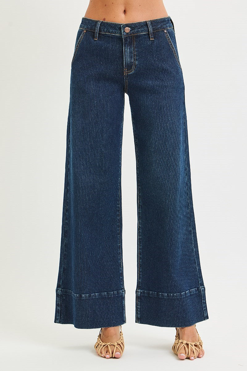 Route 66 Mid Rise Wide Leg Wide Hem Corduroy Pants