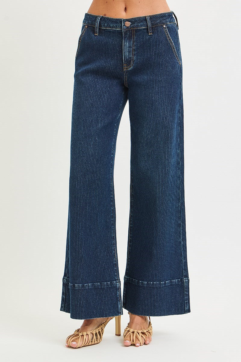 Route 66 Mid Rise Wide Leg Wide Hem Corduroy Pants