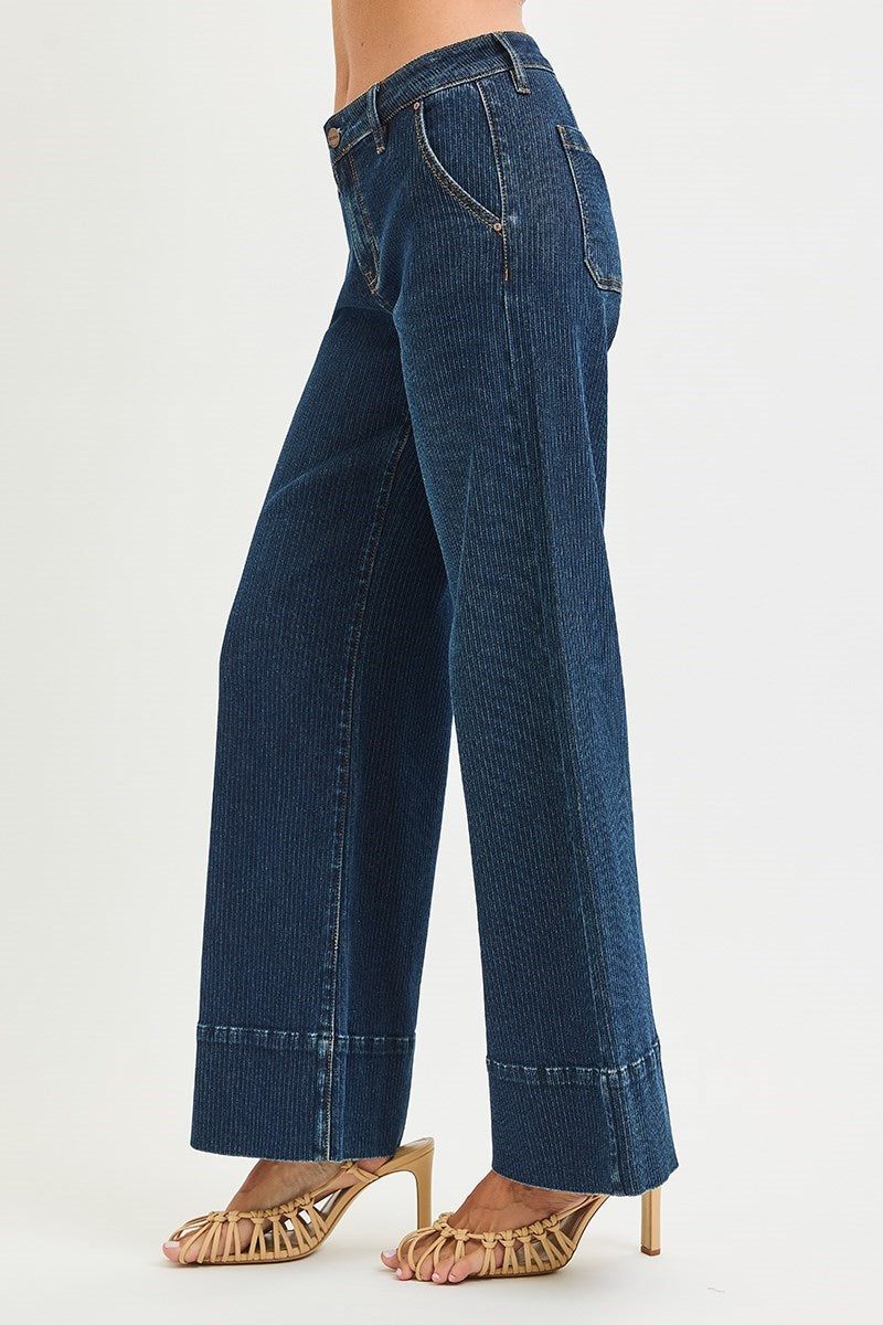 Route 66 Mid Rise Wide Leg Wide Hem Corduroy Pants