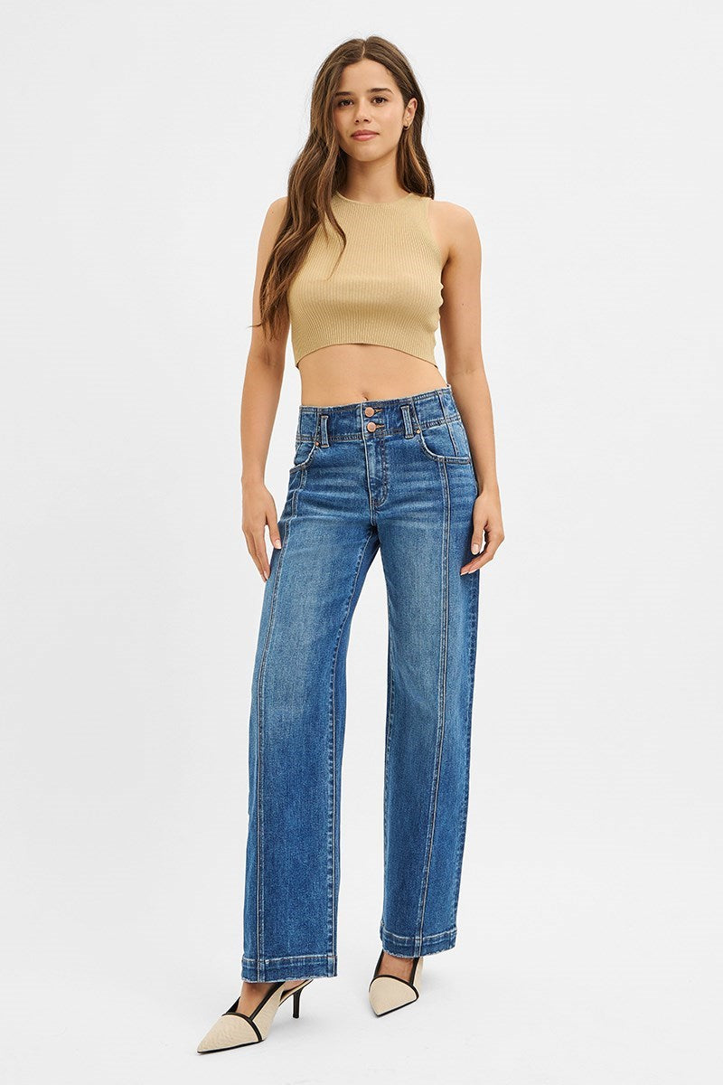 Young Guns Mid Rise Baggy Wide Fit Jeans