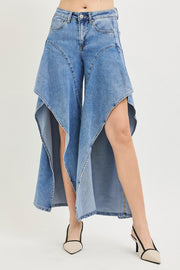 Call Me Crazy Ruffled Wide Open Leg Jeans