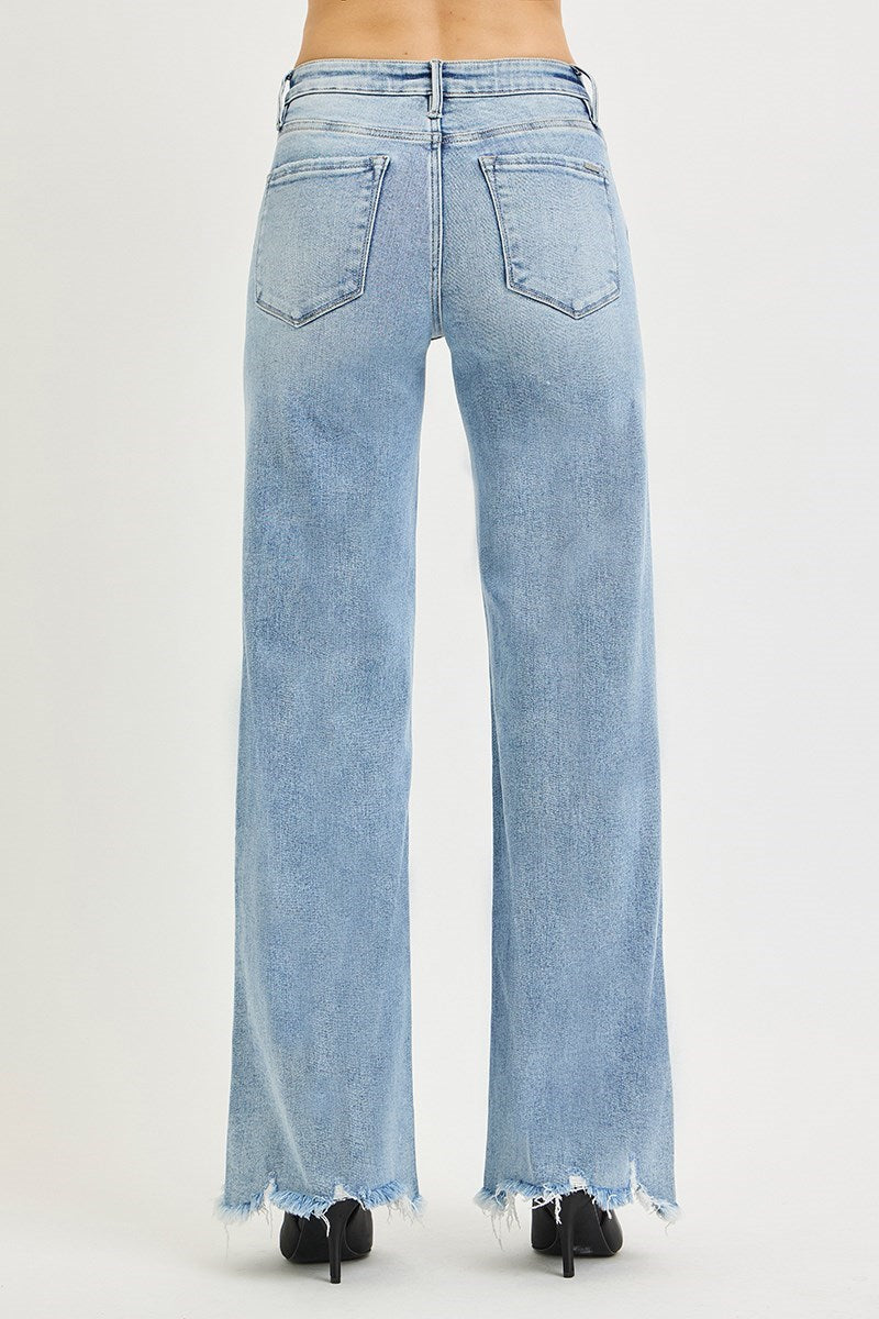 Skid Row High Rise Light Wash Wide Leg Jeans