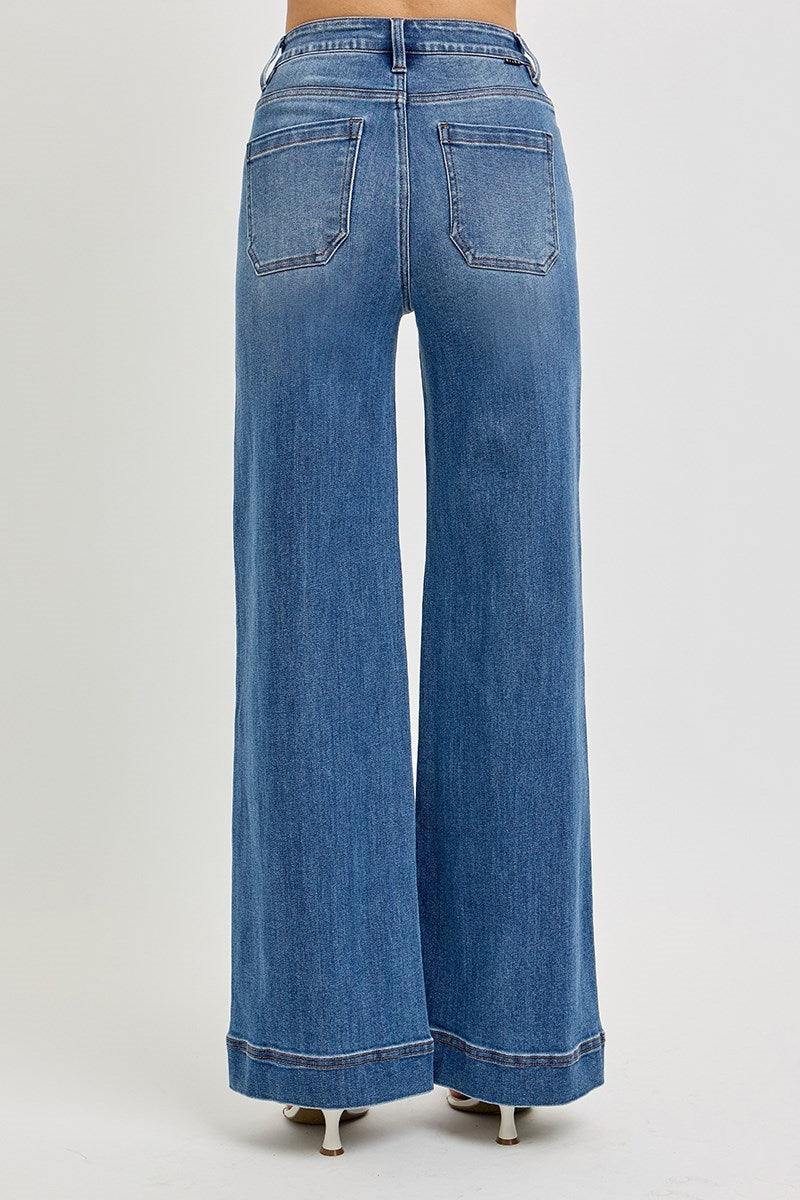 Outlaw TC High Rise Pintuck Ankle Wide Trouser Jeans